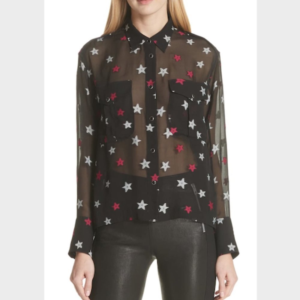 Rag & Bone women's Pearson Star silk blouse small